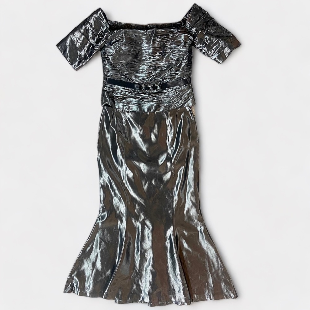 Alexander by Daymor Couture Mother of the Bride 2 Piece Mermaid Dress Sz 12 Gray